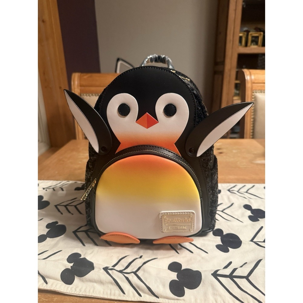 Loungefly SeaWorld Parks Exclusive Sequin Penguin Mini Backpack *Rare* NWT